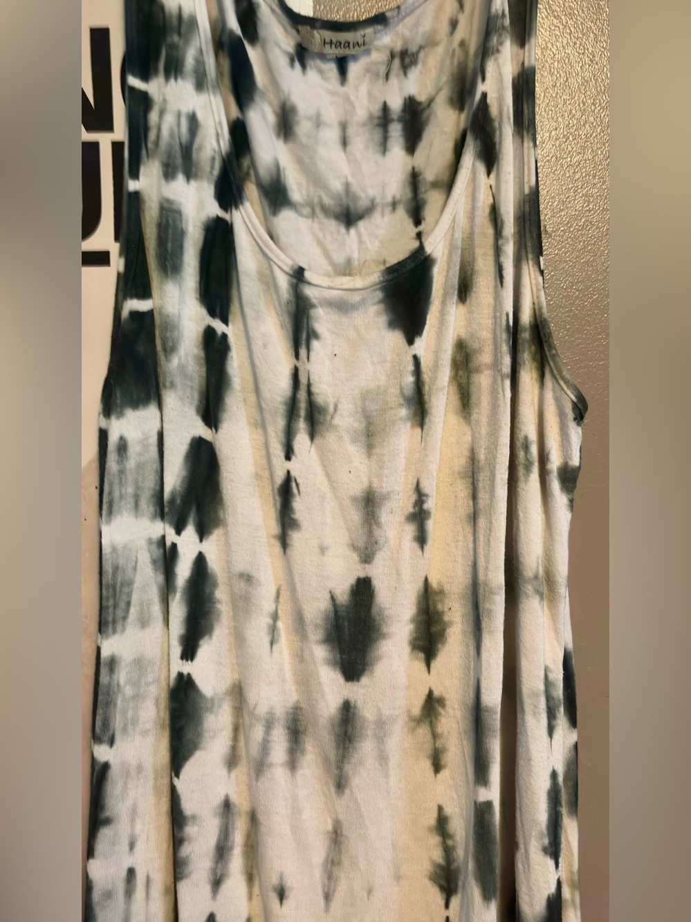 Haani Green and White Tie-Dye Scoop Neck Tank